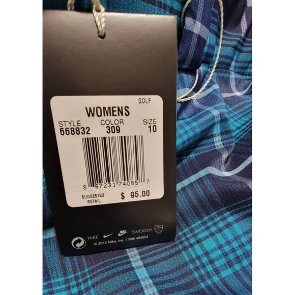 Nike Golf Women's Athletic Skirt w/ Shorts Dri-Fit Plaid Blue Size 10 NEW w/ Tag - Picture 12 of 16